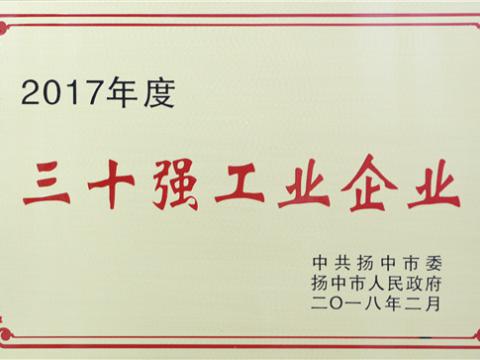 918博天堂集团提升2017年度扬中市“三十强”前五位